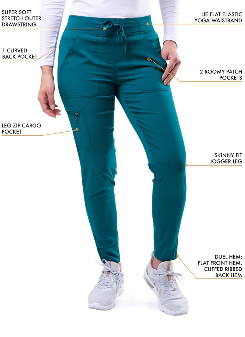 Adar Uniforms, Pro Scrubs for Women - Ultimate Yoga Jogger Scrub Pants - P7104 - Caribbean Blue - S - Image 3